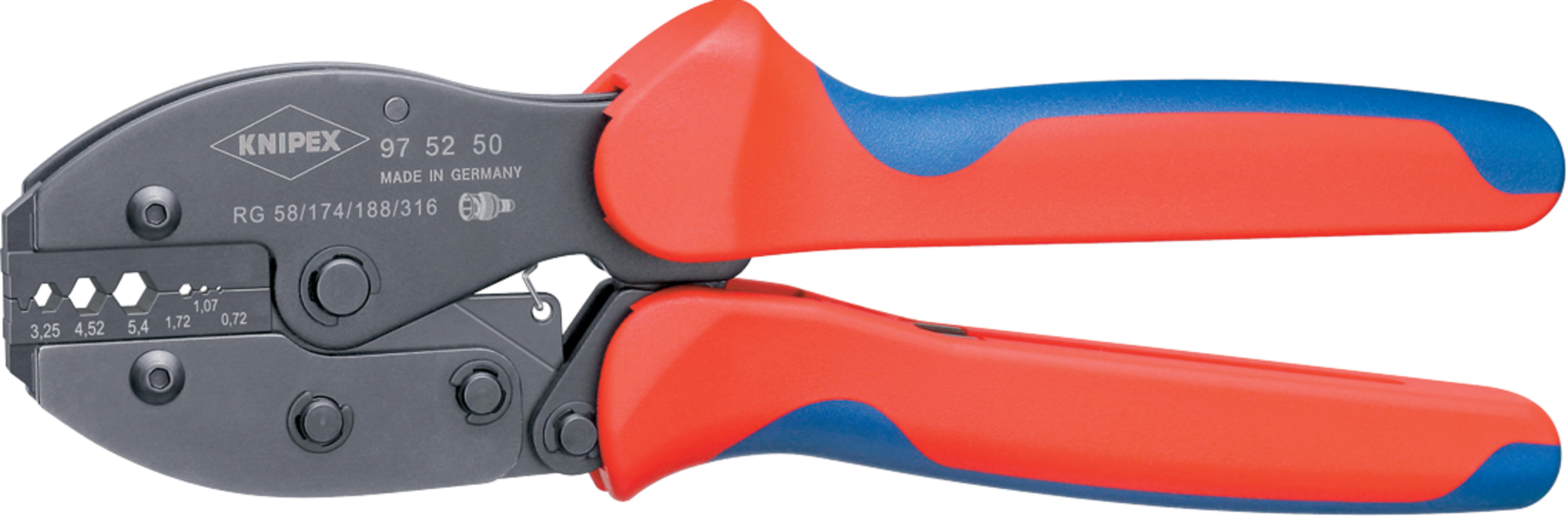 KNIPEX 97 52 50 PreciForce Crimpzange mit Mehrko.-Hülle brüniert 220 mm