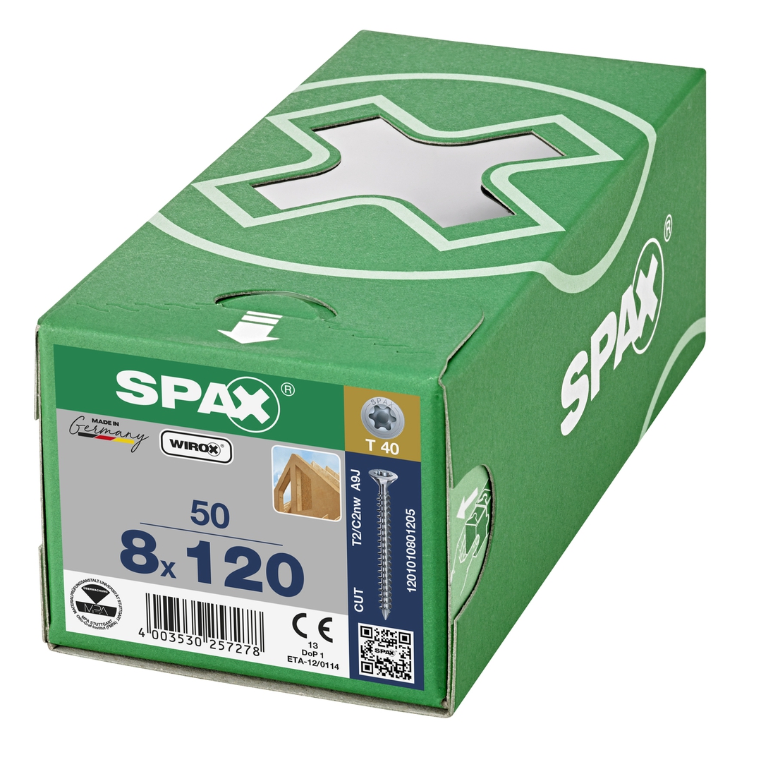 SPAX-S Senkkopf Fraesrippen T-STAR+ T50 Vollg. CUT WIROX 20St, 12x600mm