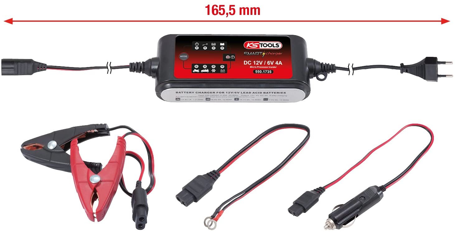 KS TOOLS 12V SMARTcharger Hochfrequenz- Batterieladegerät 2A