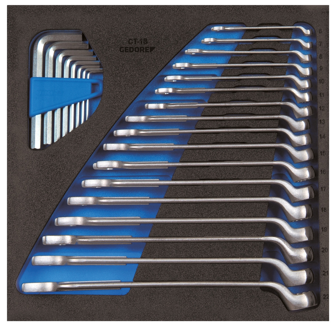 GEDORE Ring-Maulschlüssel-Satz in CT-Modul 18tlg, 2005 CT4-7 XL, 2704226