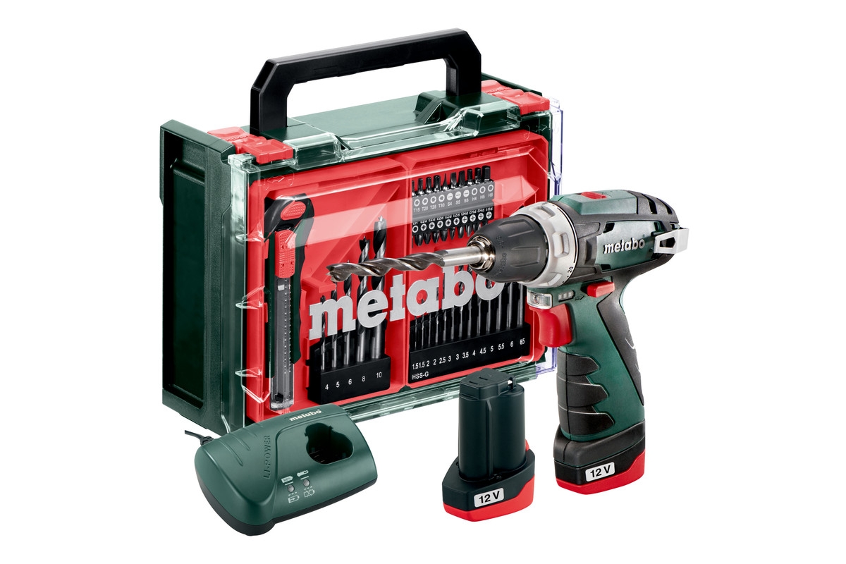 METABO Akku-Bohrschrauber PowerMaxx BS Basic Set, Mobile Werkstatt