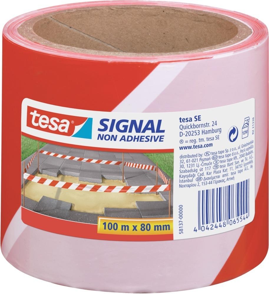 tesa Absperrband Signal 58137-00000 80mmx100m rot/weiß