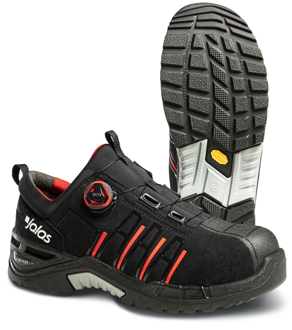 JALAS Sicherheitshalbschuh EXALTER 9965 S3, ESD, schwarz/rot, Gr. 38