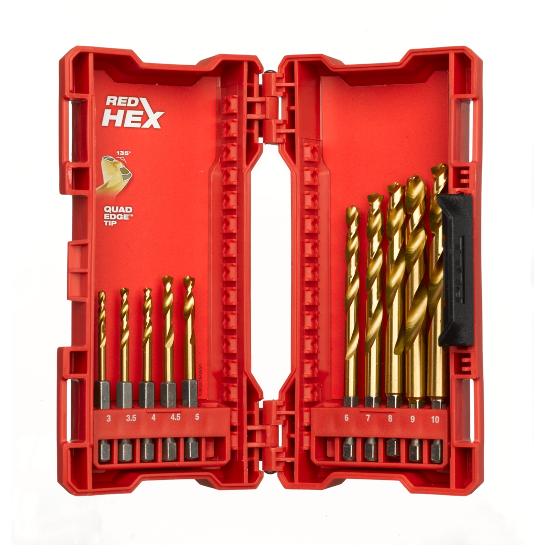 MILWAUKEE SHOCKWAVE Metallbohrer HSS-G RED hex Titan 1/4" 10-teiliges Set