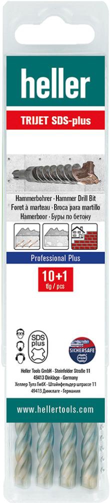 HELLER Hammerbohrer SDS-Plus Trijet Ultimate 6x160/100mm 10+1 Multipack