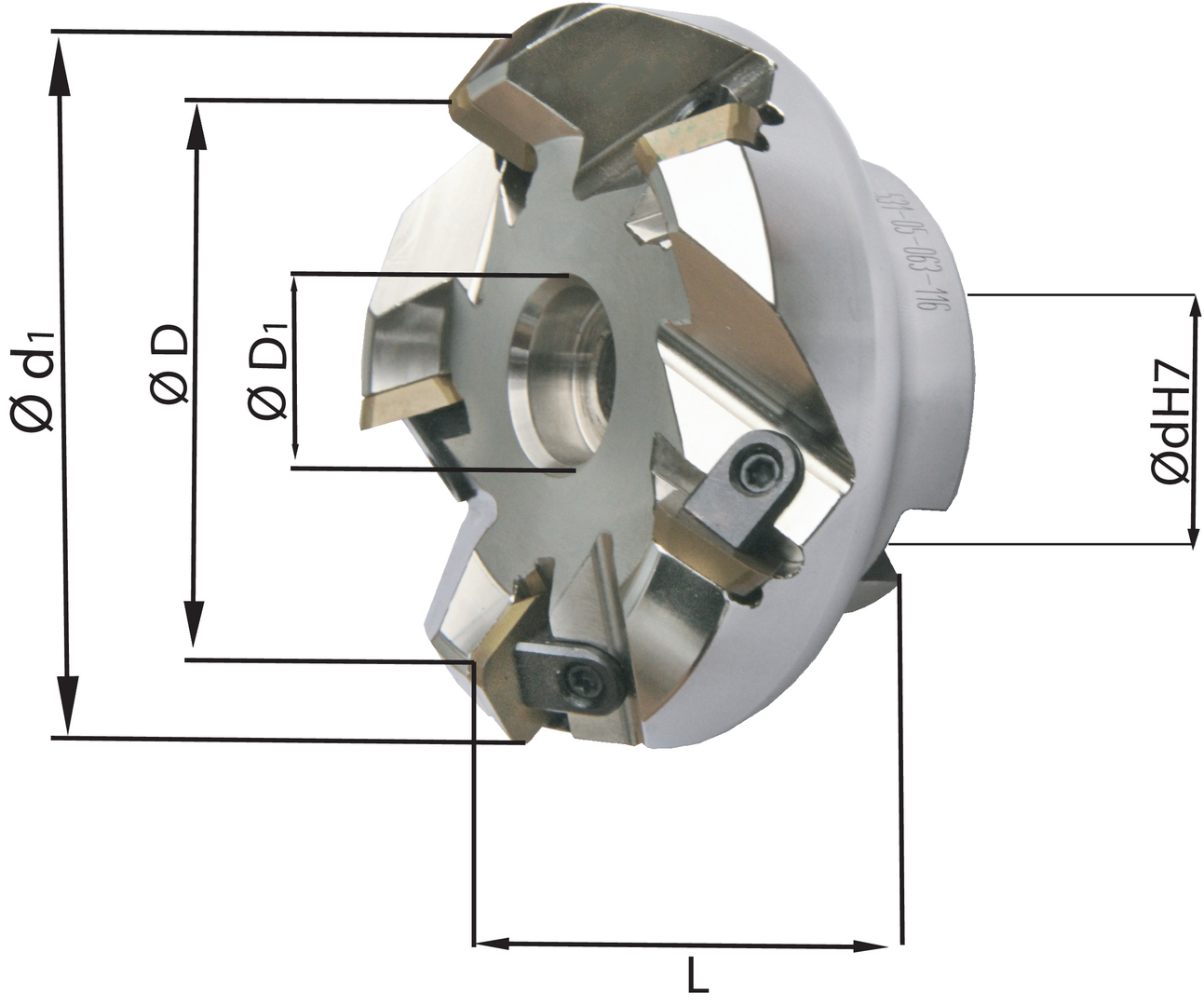 Planfräser 45 Grad m. IK. D  63mm m.Klemmung Z 5