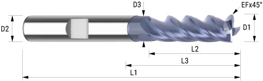 WEMAG VHM-Fräser VRC Inox/Uni  6,0/EF0,2 D2=6HB L2=22 L1=63 L3=30 Z=4 3xD