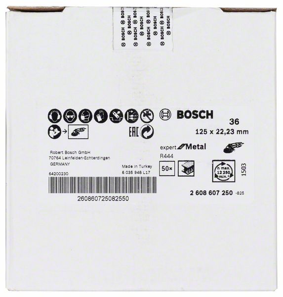 BOSCH Fiberschleifscheibe R444 Expert for Metal, 125 mm, K 36