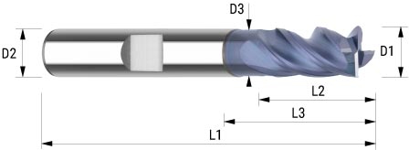 WEMAG VHM-Schaftfräser VRC Inox/Uni  3,0 D2=6HB D3=2,75 L3=18 L2=8 L1=57 Z=4