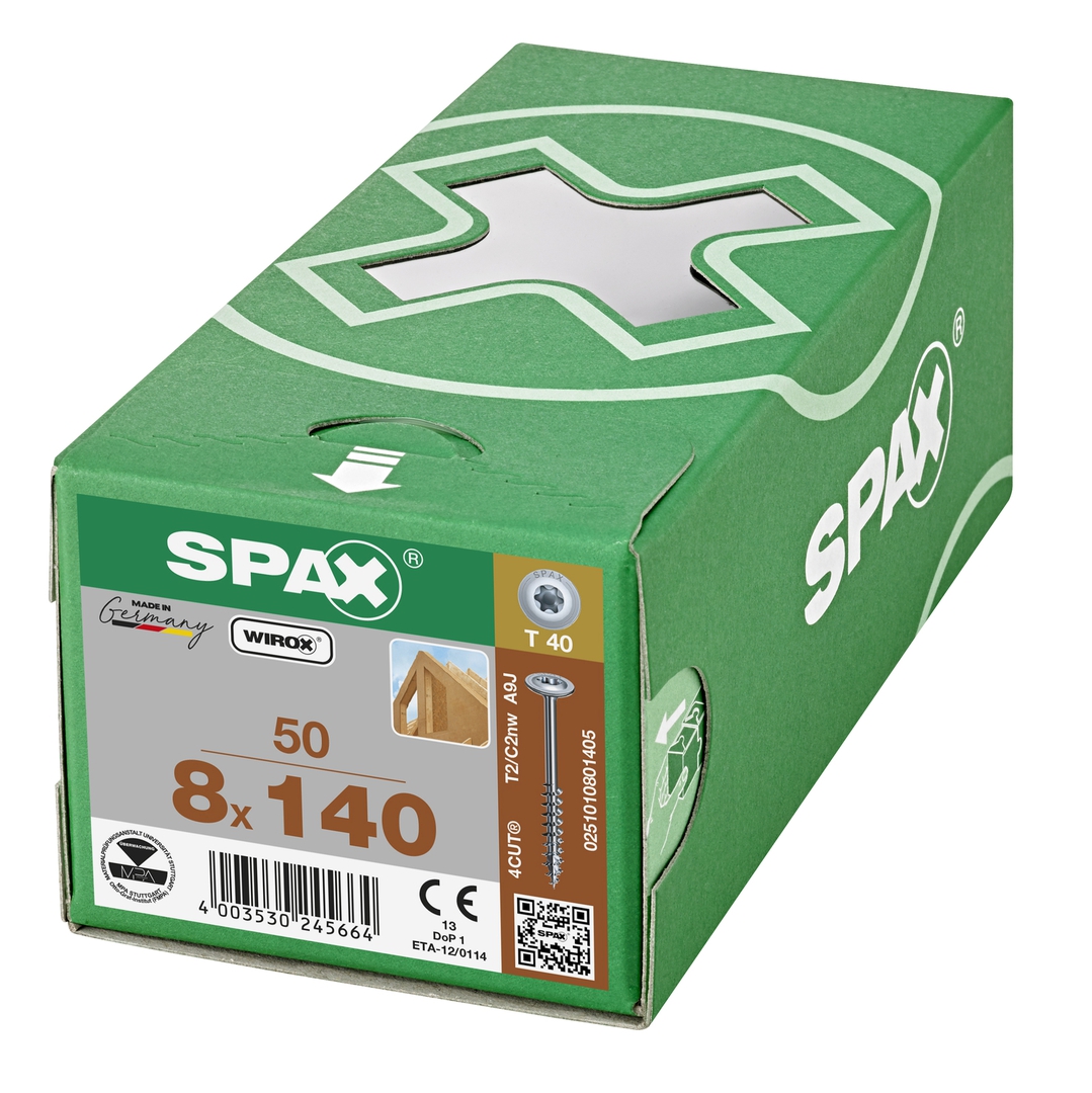 SPAX Tellerkopf T-STAR+ T50 Teilgew. 4CUT WIROX 25St, 10x340mm