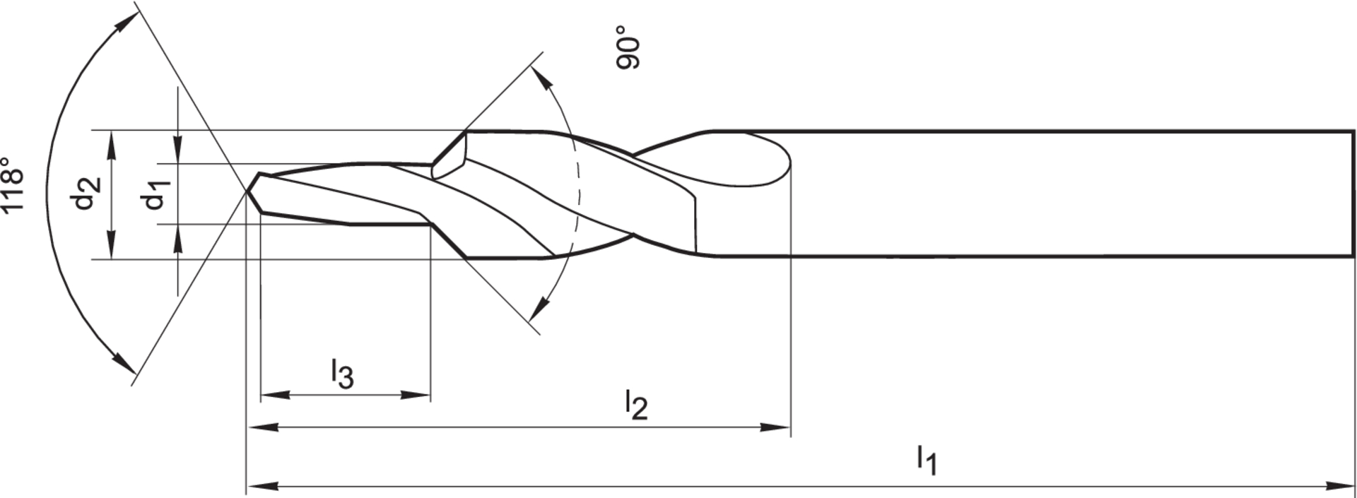 FORMAT Kurzstufenbohrer 90 Grad HSS KL M 10