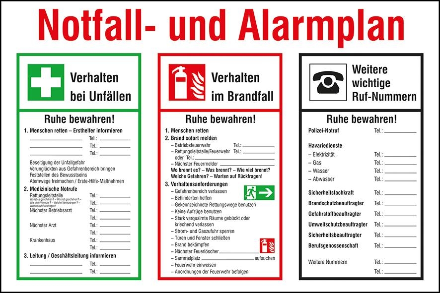 Notfall- und Alarmplan Kunststoff (PVC)