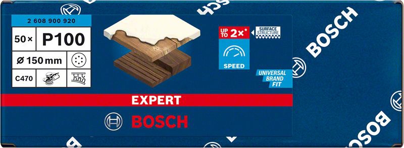 BOSCH Schleifblatt C470 EXPERT, 6-Loch 150 mm, K 100, VE 50