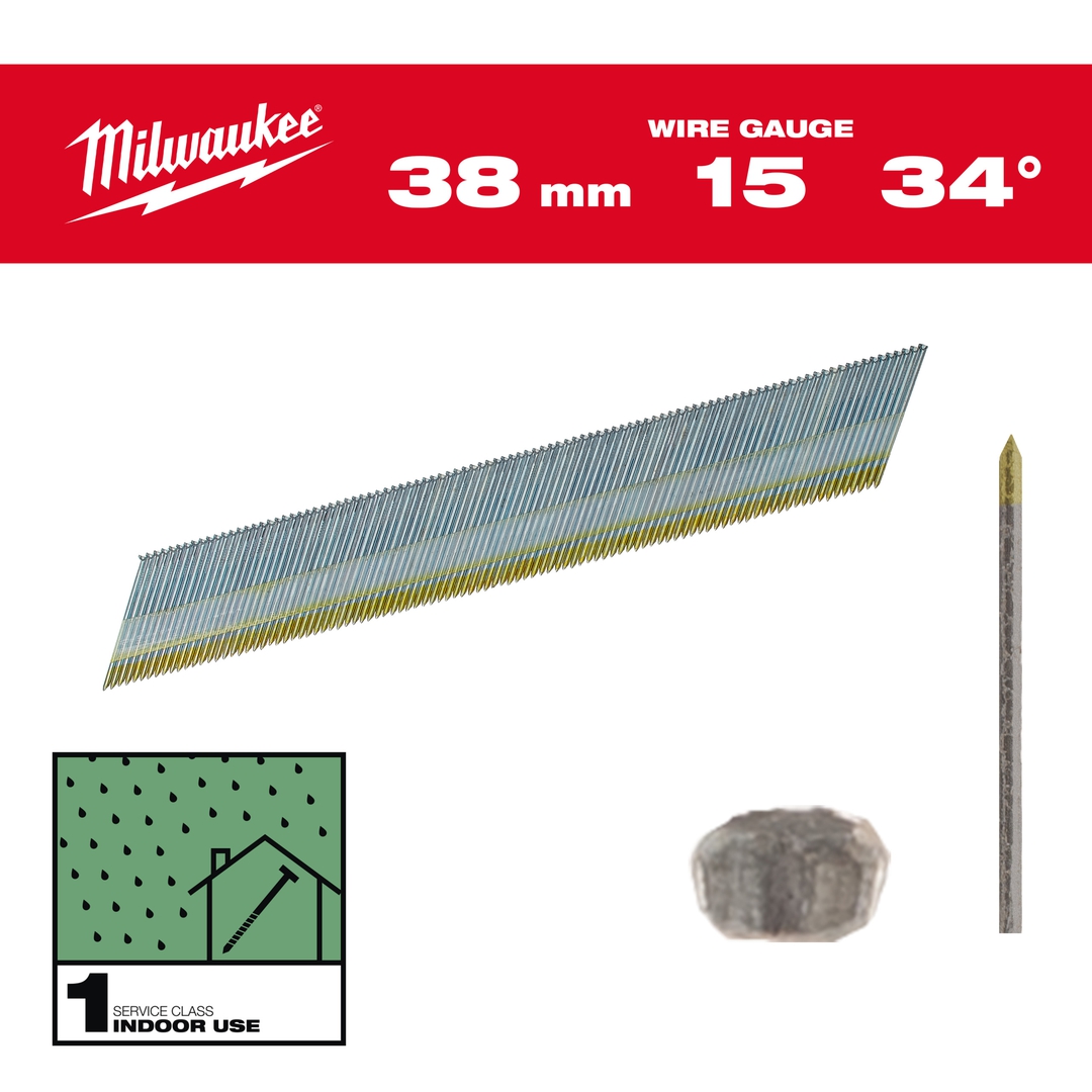 MILWAUKEE Stift-Nägel D-Kopf 15 GA 1,8x38 mm zn, 34°