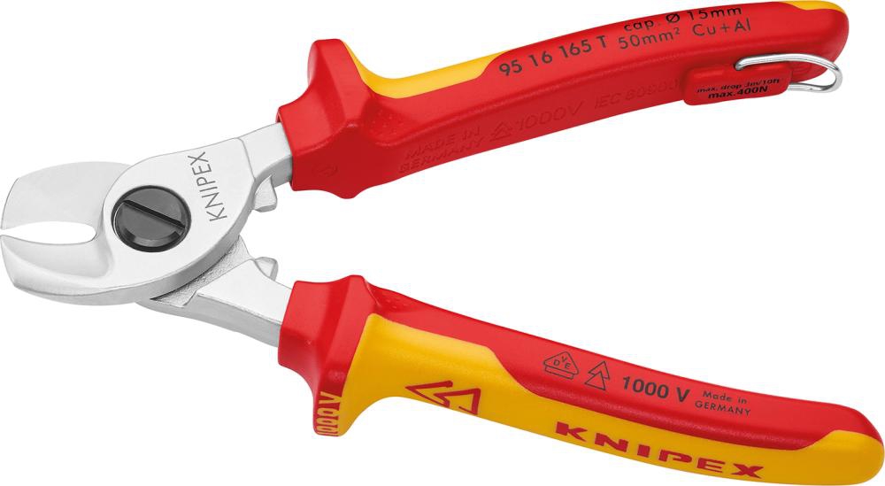 KNIPEX 95 16 165 T Kabelschere Mehrk. VDE, verchr. 165 mm