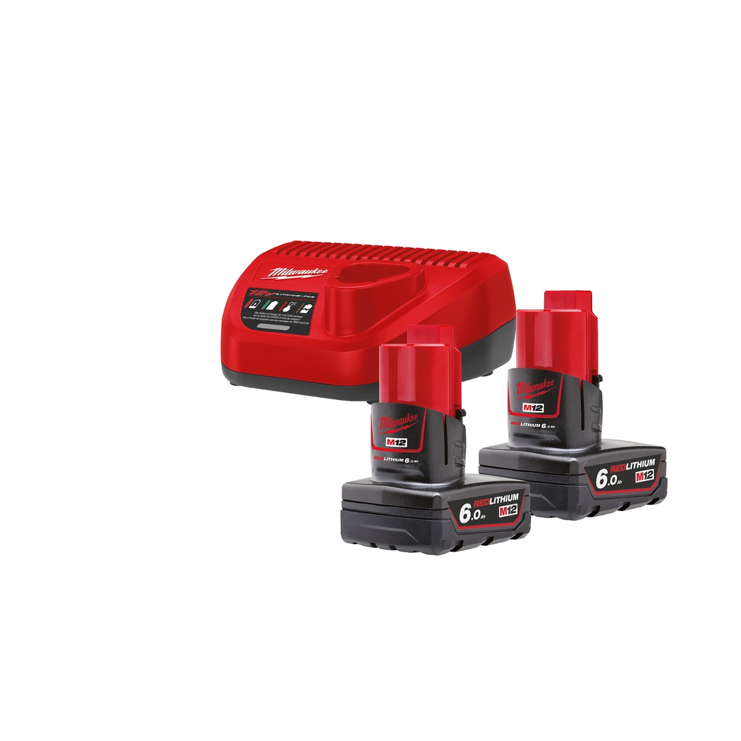 MILWAUKEE 12V Starterset M12 NRG-602 2x12V 6,0Ah, Ladegerät