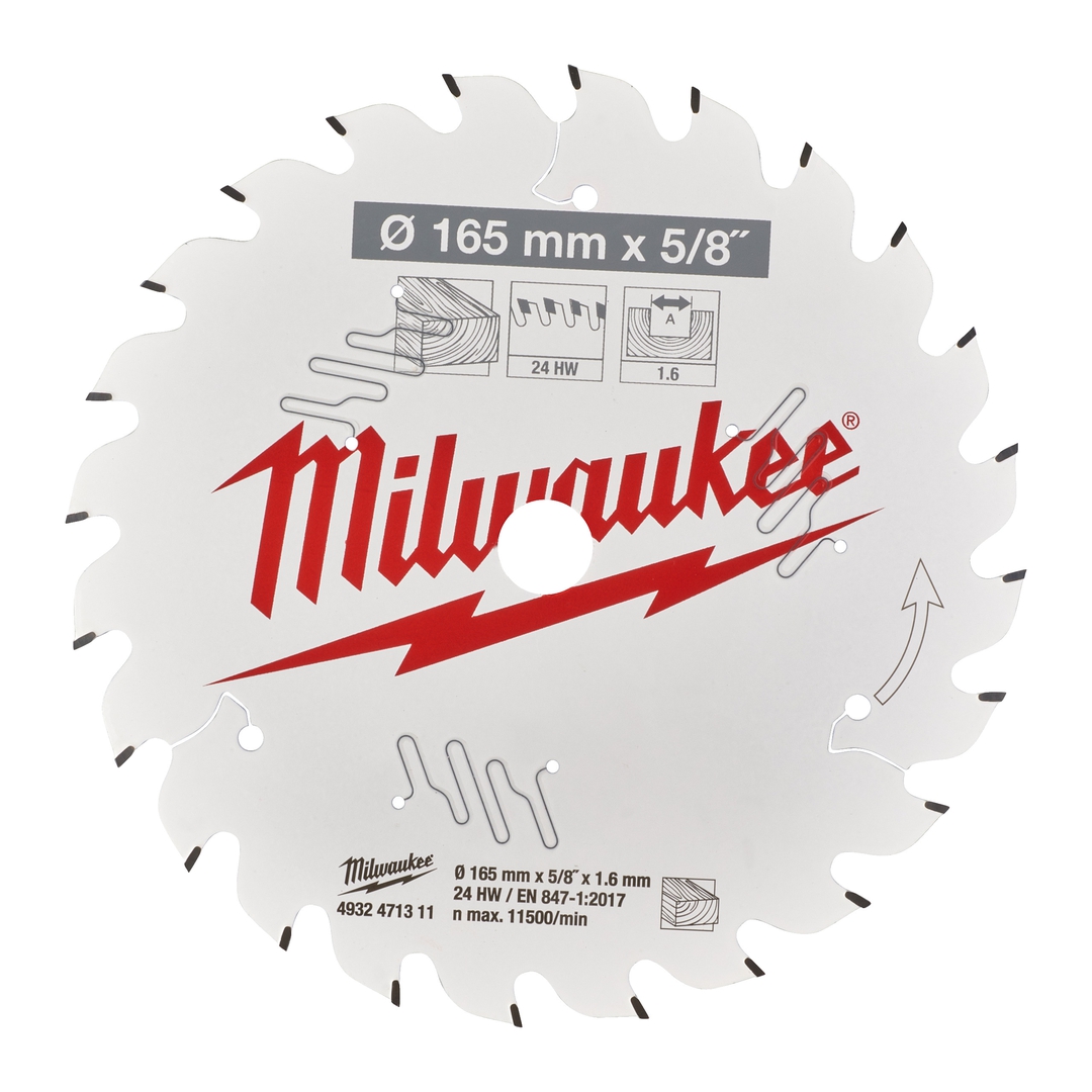 MILWAUKEE Kreissägeblatt Holz für Akku- Handkreissägen 165/15,87 mm Z24