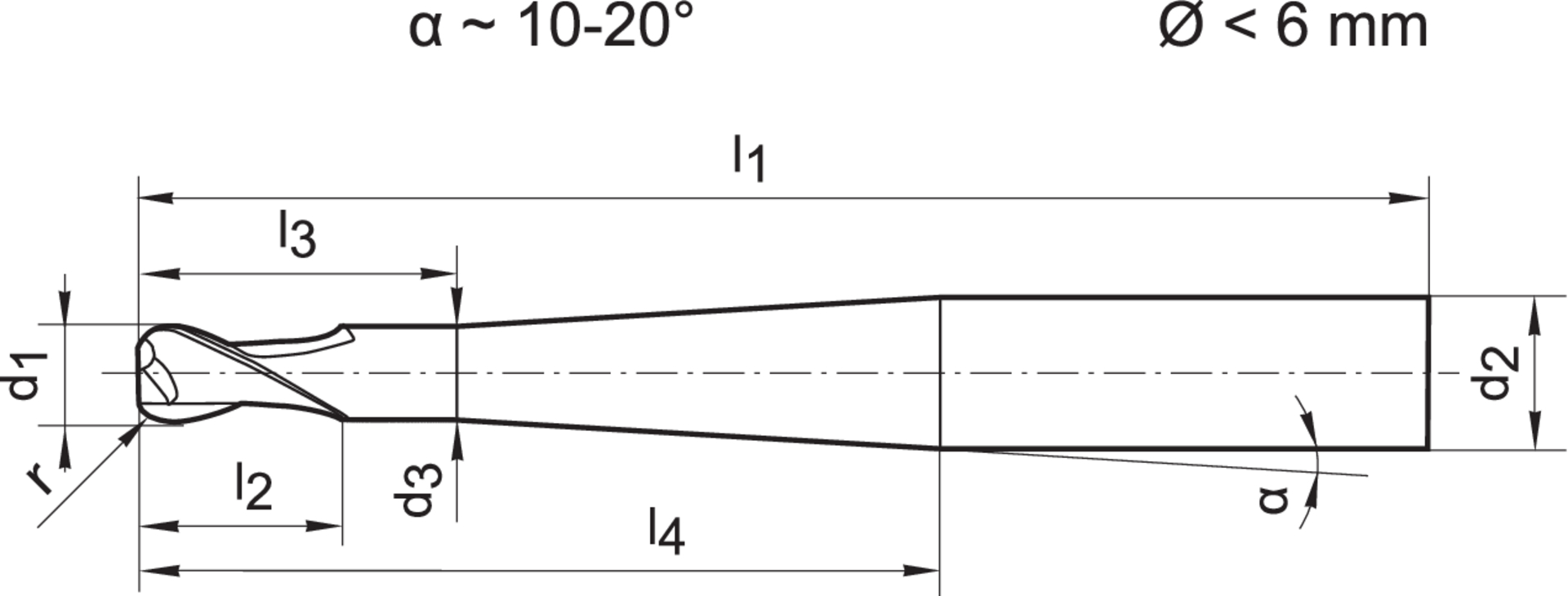 Torusfräser WN VHM TiALN 2,0/0,5mm Z 2 L Gühring