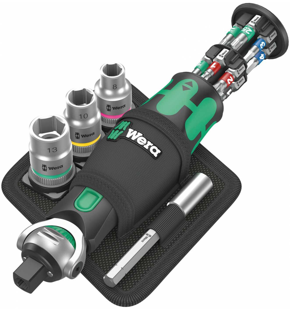 WERA Magazin-Knarre Zyklop Pocket Set 2 18-tlg. 3/8" Knarre m. 1/4"Bit Innenauf.