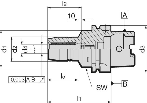 GÜHRING Hydrodehnspannfutter DIN69893A HSK-A63, 6x70mm