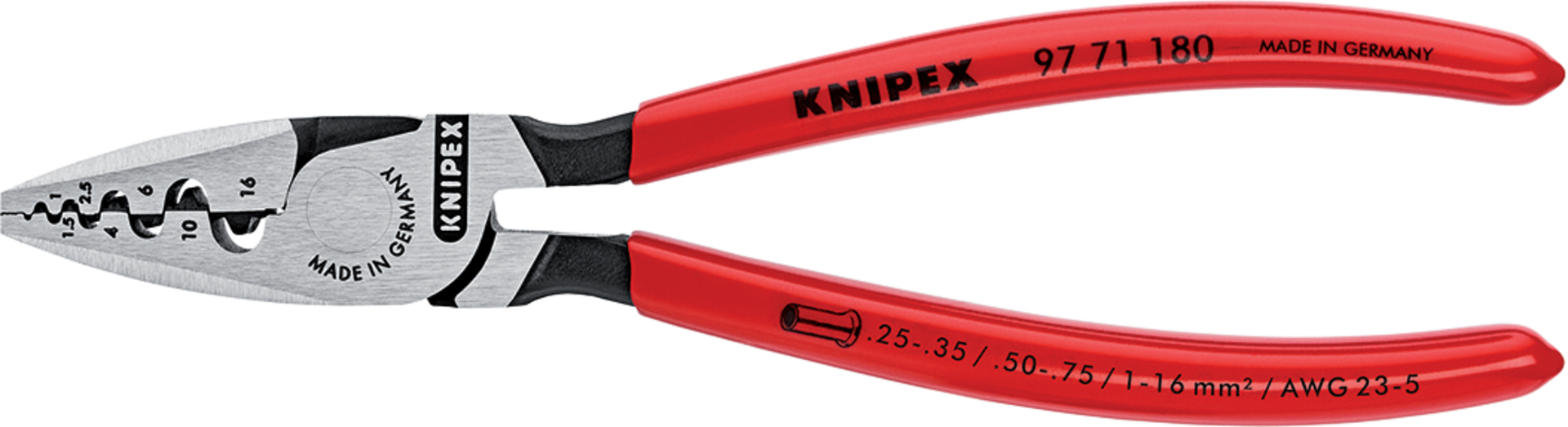 KNIPEX 97 71 180 Crimpzange f. Aderendhülsen 180 mm