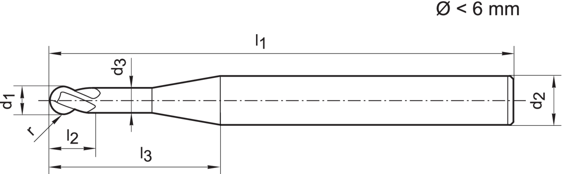 FORMAT Kugelfräser WN VHM TiALN 1,0mm HA Z 2 L