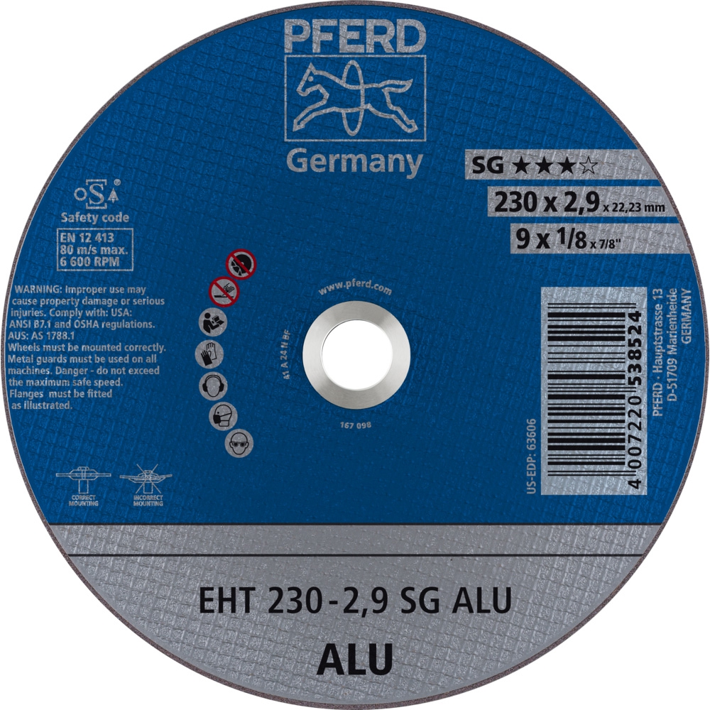 PFERD Trennscheibe SG Alu 230 x 2,9 mm, gerade, A24 N