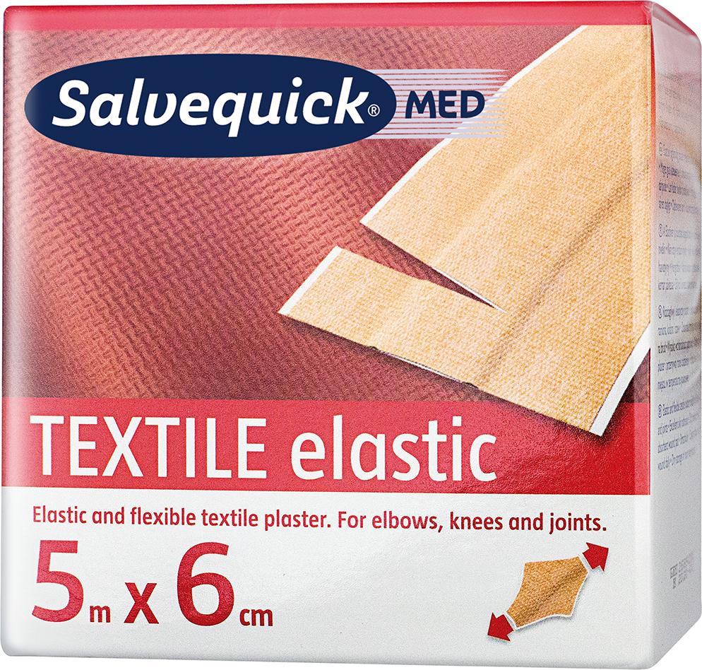 Salvequick textiles Pflaster 6cm x 5m elastisch und hohe Klebkraft