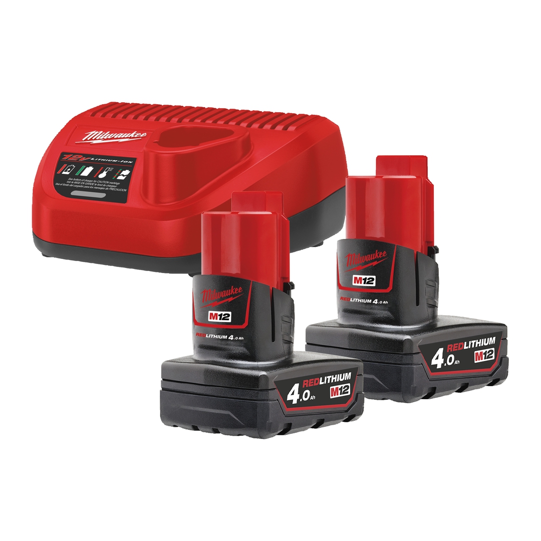 MILWAUKEE 12V Starterset M12NRG-402 2x12V 4,0Ah, Ladegerät