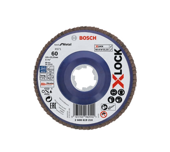 BOSCH X-LOCK Fächerschleifscheibe gekr. Best for Metal, 115 mm, K 60