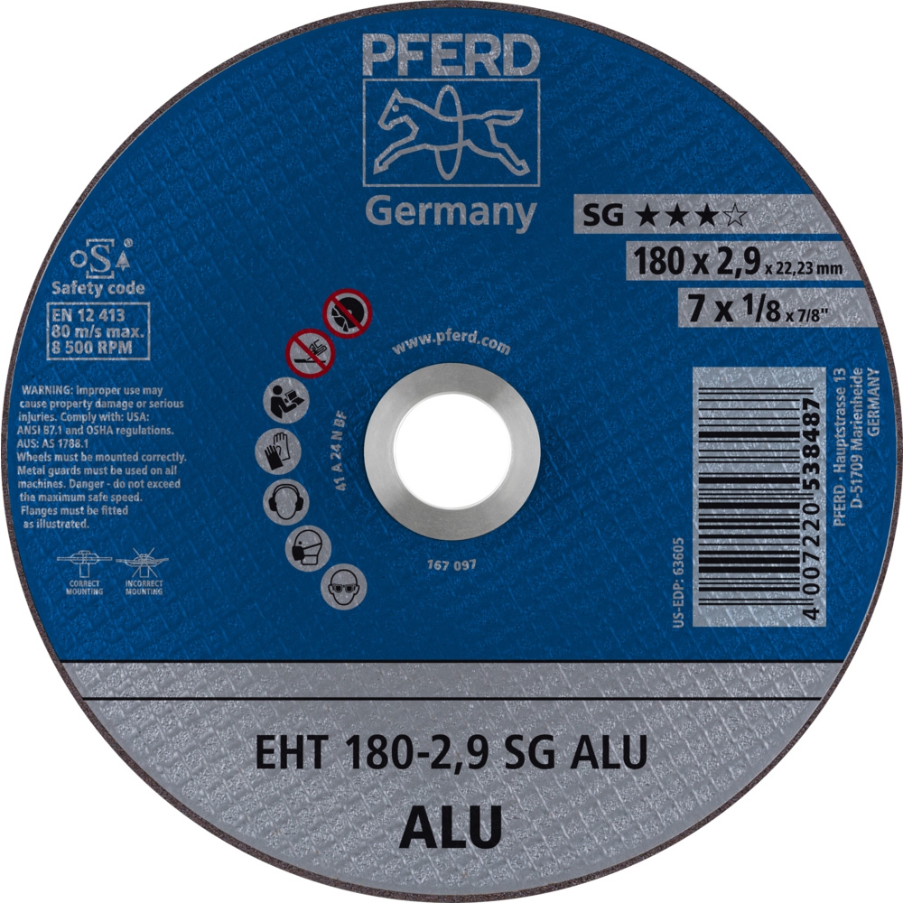 PFERD Trennscheibe SG Alu 180 x 2,9 mm, gerade, A24 N