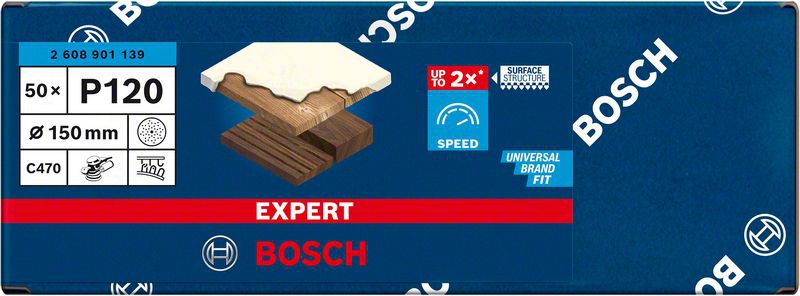 BOSCH Schleifblätter C470 Ø150mm Mehrlochung K120, EXPERT, Pack 50 Stück