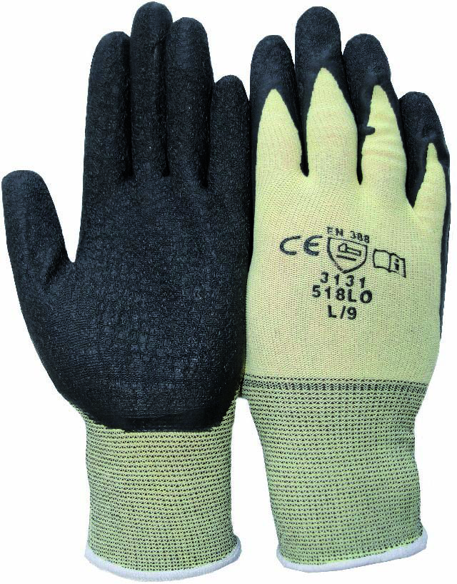 Nylon-Strickhandschuh Rubber gelb mit Latex-Beschichtung Gr. 11