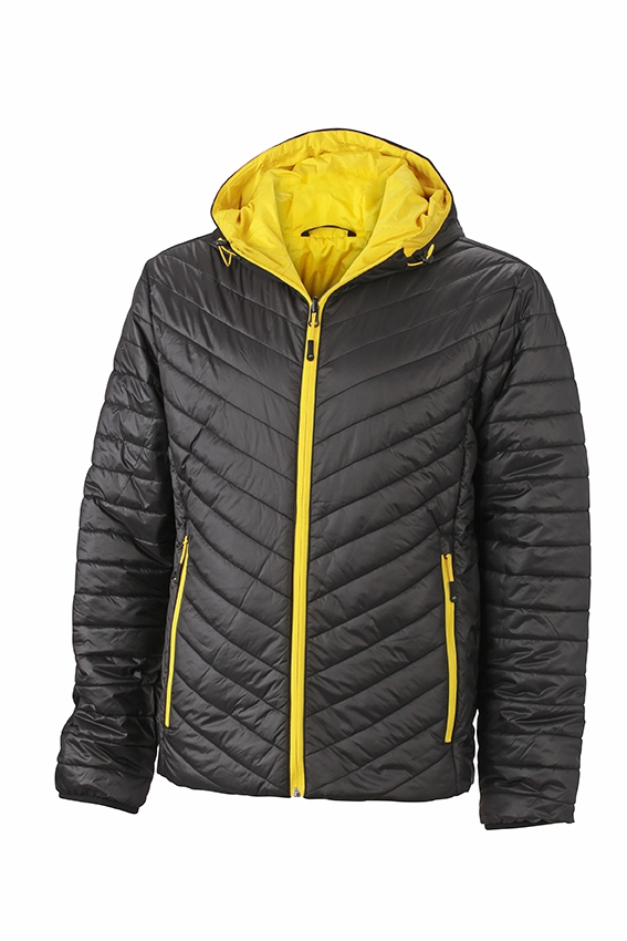 JN Mens Lightweight Jacket JN1092 100%PA, black/yellow, Größe M