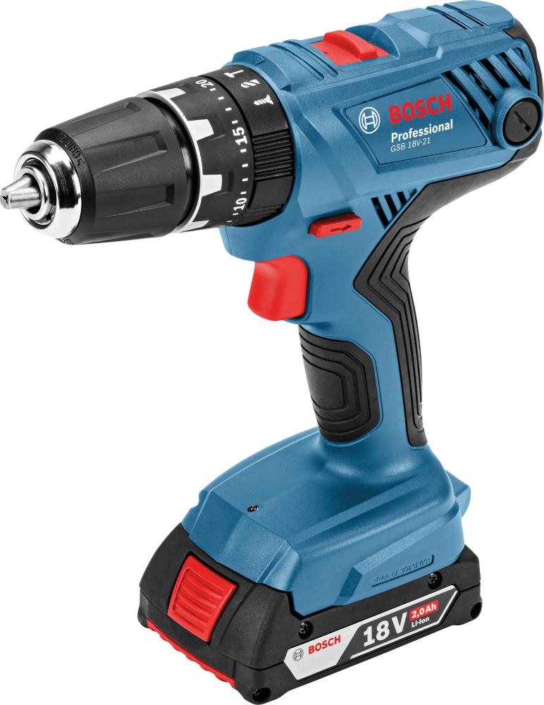 BOSCH Akku-Schlagbohrschrauber GSB 18V-21, 2x2,0 Ah, Ladegerät, L-BOXX