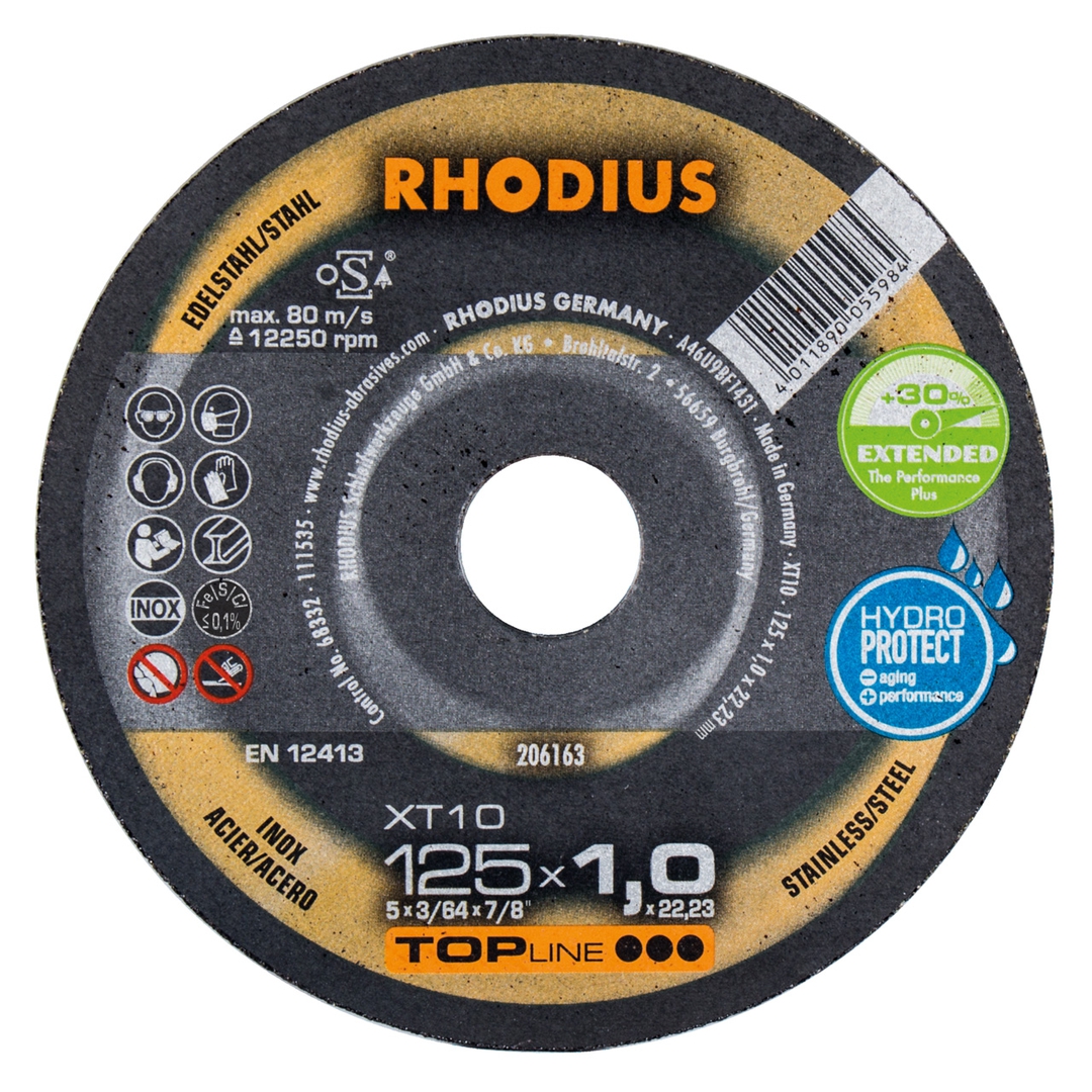 RHODIUS Extradünne Trennscheibe XT 10 Top Edelstahl 115x1,5x22,2 mm