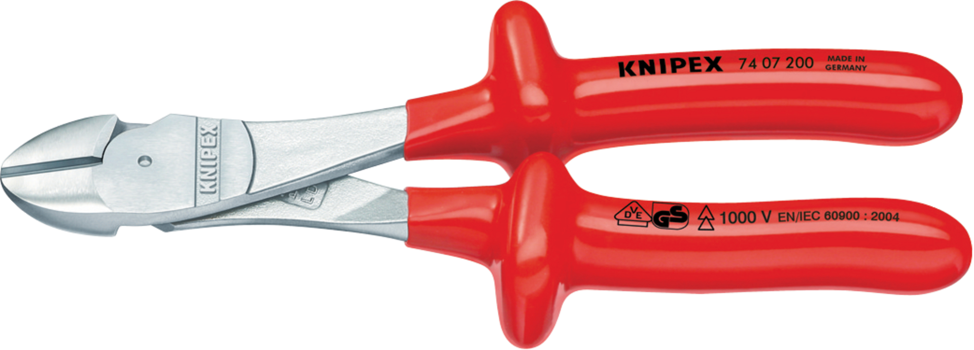 KNIPEX 74 07 250 Kraft-Seitenschneider tauchisoliert, VDE verchromt 250 mm