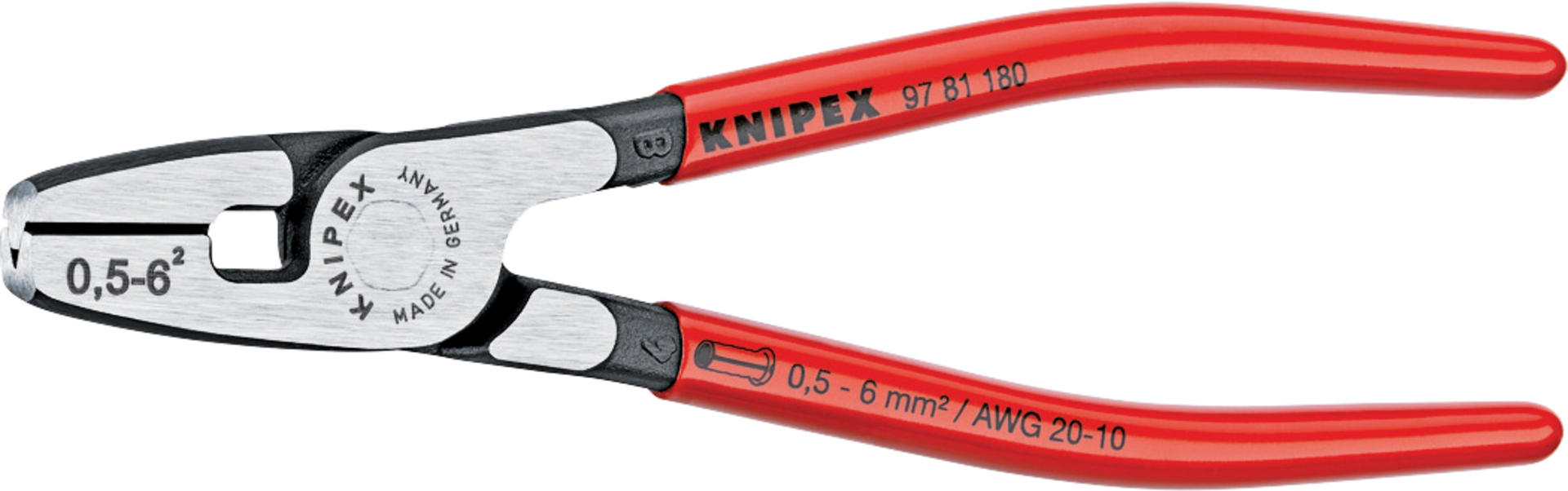 KNIPEX 97 81 180 Crimpzange f. Aderendhülsen mit Fronteinführung 180 mm