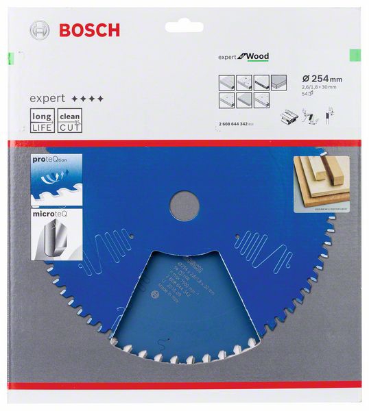 BOSCH Kreissägeblatt Expert for Wood 254x30x2,6 mm, 54 Z