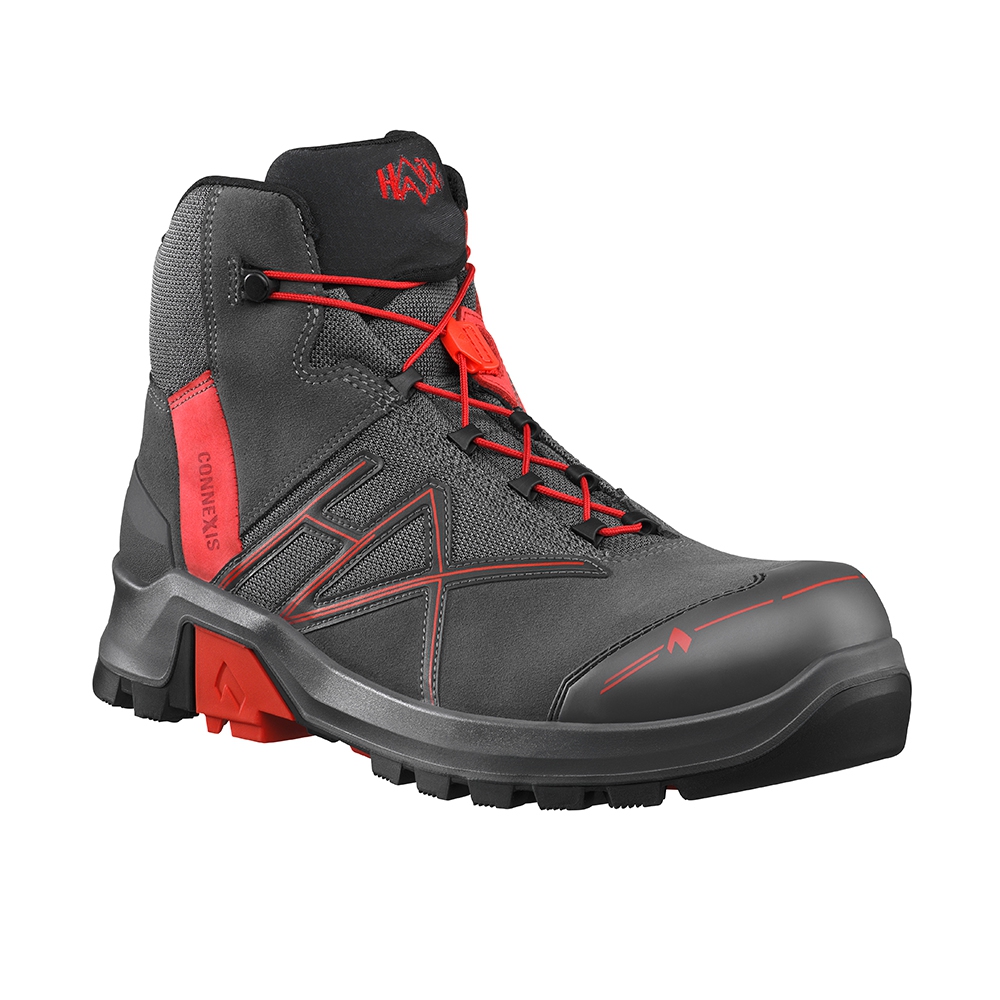 HAIX CONNEXIS Safety+ GTX mid grey-red, ESD, Goretex, Gr. 41 (UK 7,5)