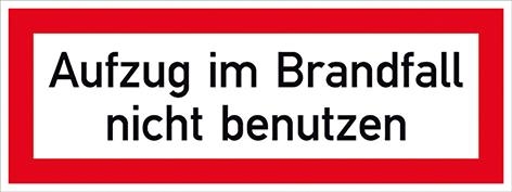 Aufzug im Brandfall n. b. 148x52mm, Folie, selbstk.