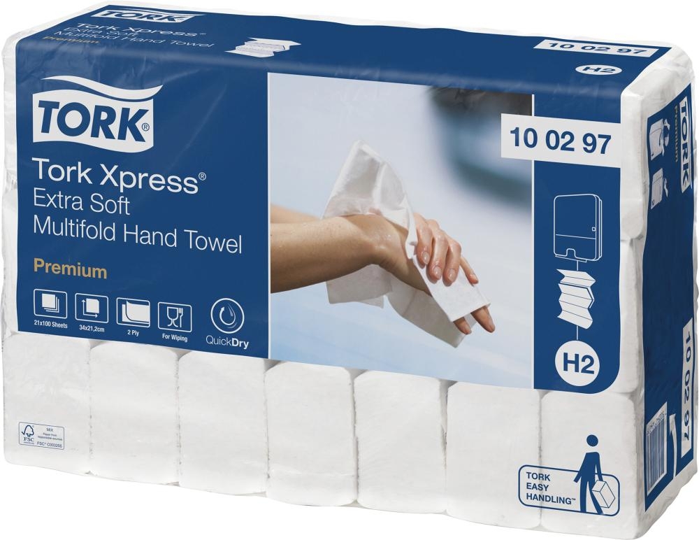 Tork Papierhandtuch Premium 100297 21x34cm 2lagig weiß 2.100 Bl./Pack.