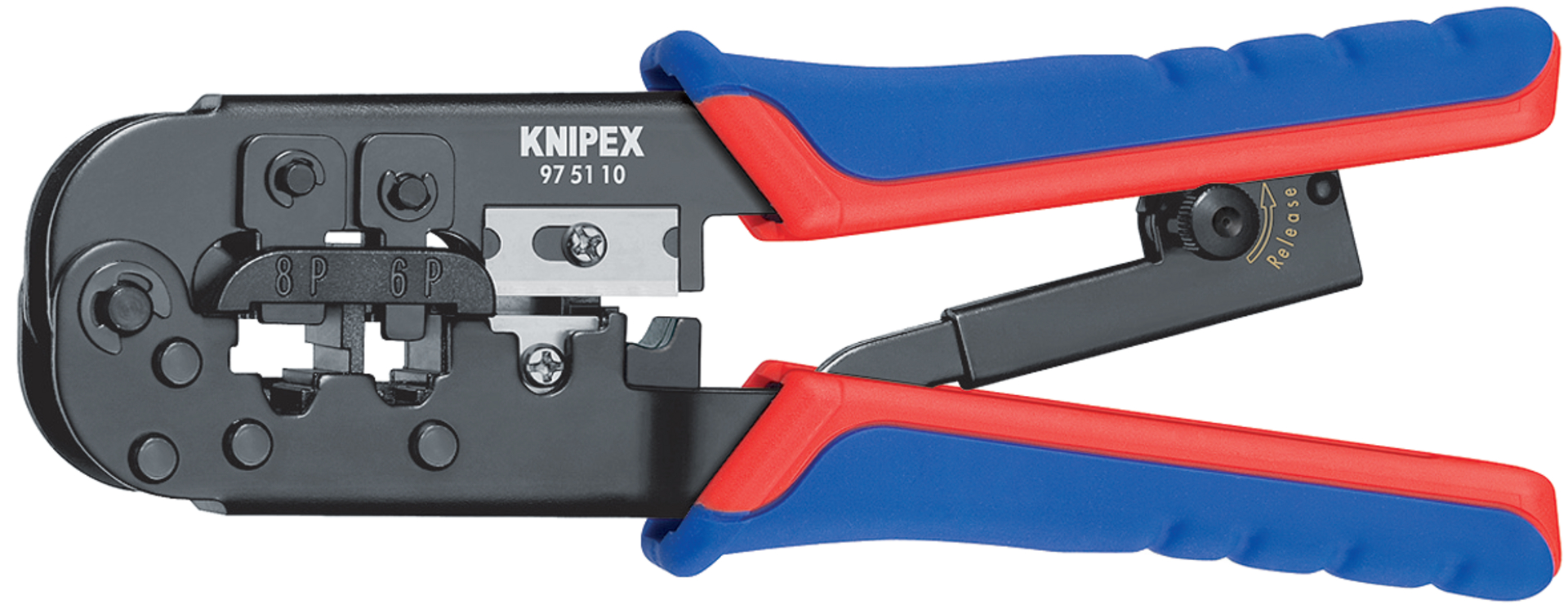 KNIPEX 97 51 10 Crimpzange f. Westernstecker mit Mehrko. brün. 190 mm