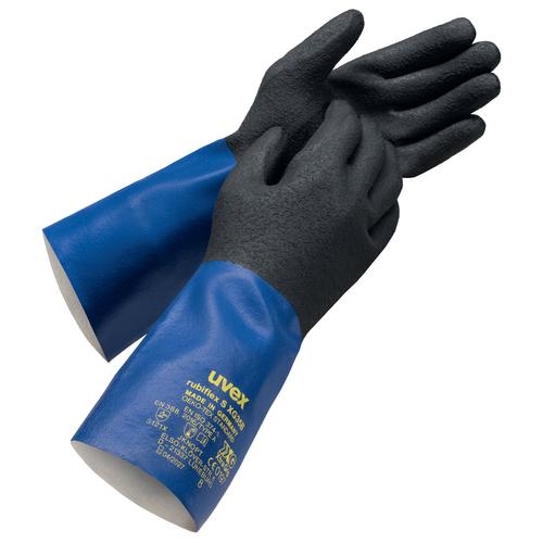 UVEX Chem.-Handschuh rubiflex S XG35B Nitril, blau/schwarz, Gr. 10, 6055.7