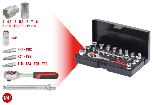 KS TOOLS Superlock-Steckschlüssel und Bit - Satz, 23 tlg.