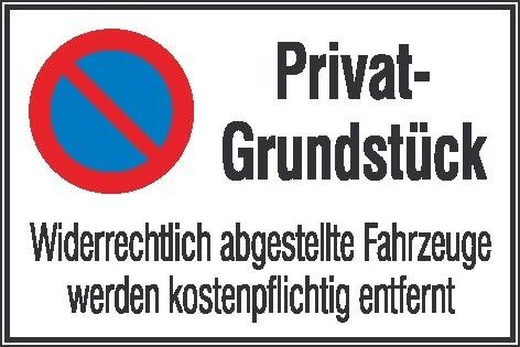 Symbol Privat-Grundstück Aluminium geprägt