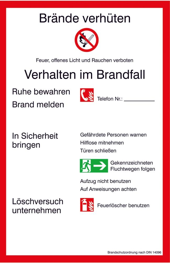 Brandschutzordnung Alu 200x300mm