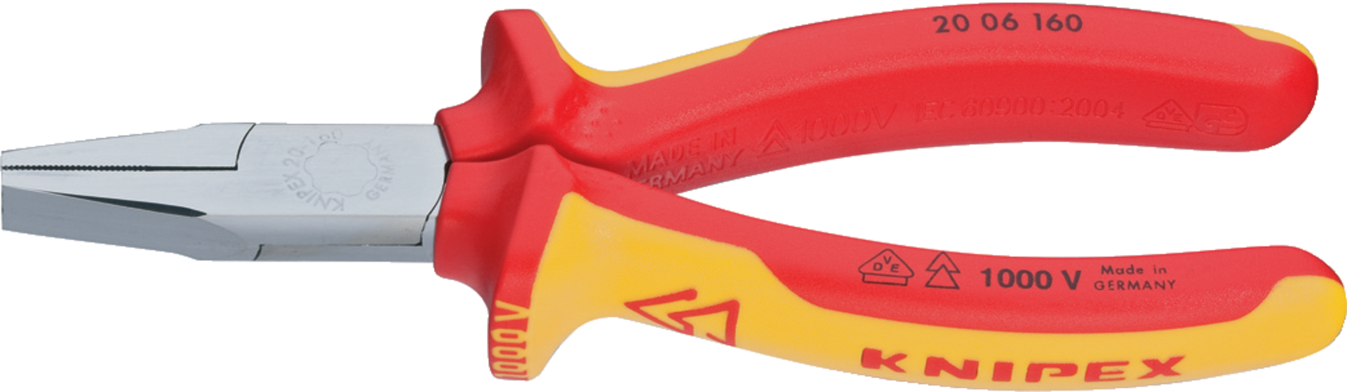 KNIPEX 20 06 160 Flachzange isoliert mit Mehrko.-Hülle, VDE verchromt 160 mm