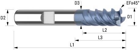 WEMAG VHM-Fräser AlTiN HRC 2,5/EF0,1 D2=6HA L2=4 L1=57 D3=2,3 L3=7 Z=3