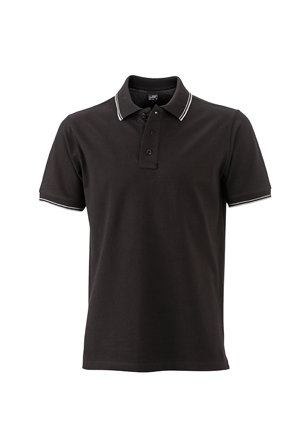 JN Mens Polo JN986 95%BW/5%EL, black/white, Größe XL